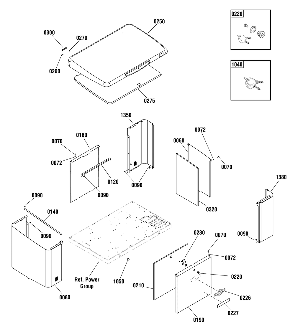 Enclosure Group Diagram and Parts List for 040542-01  Briggs and Stratton Generator